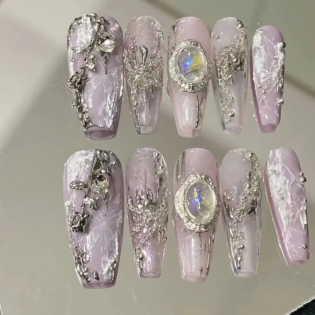 Purple customized nails