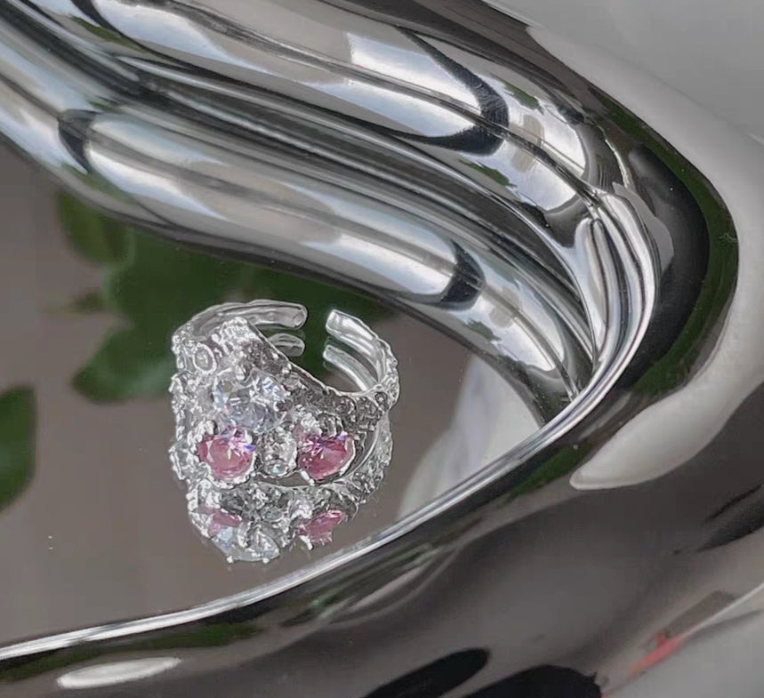 Spicy Sweetheart 925 Sterling Silver Pink Diamond Love Ring