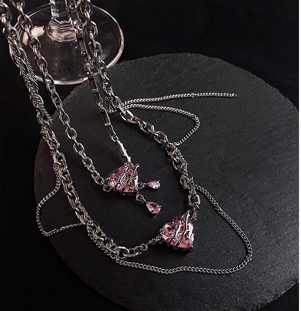 Crystal love pendant necklace delicate