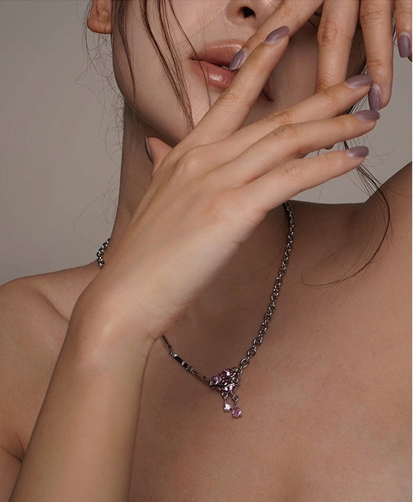 Crystal love pendant necklace delicate