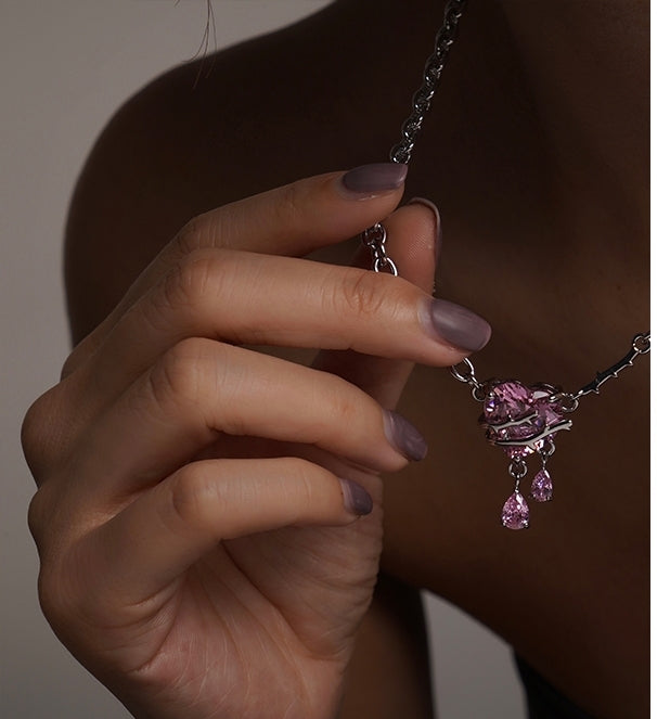 Crystal love pendant necklace delicate