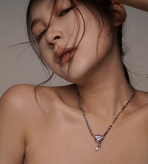 Crystal love pendant necklace delicate