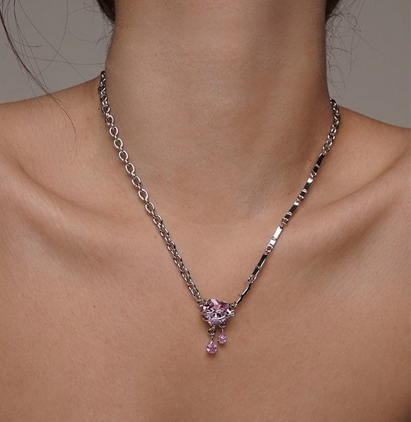 Crystal love pendant necklace delicate