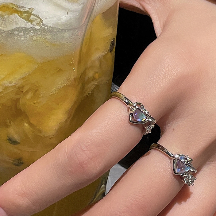 Love, precious stones, small number of designs, women's rings, tin foil, irregular, light, luxurious, high-class French rings