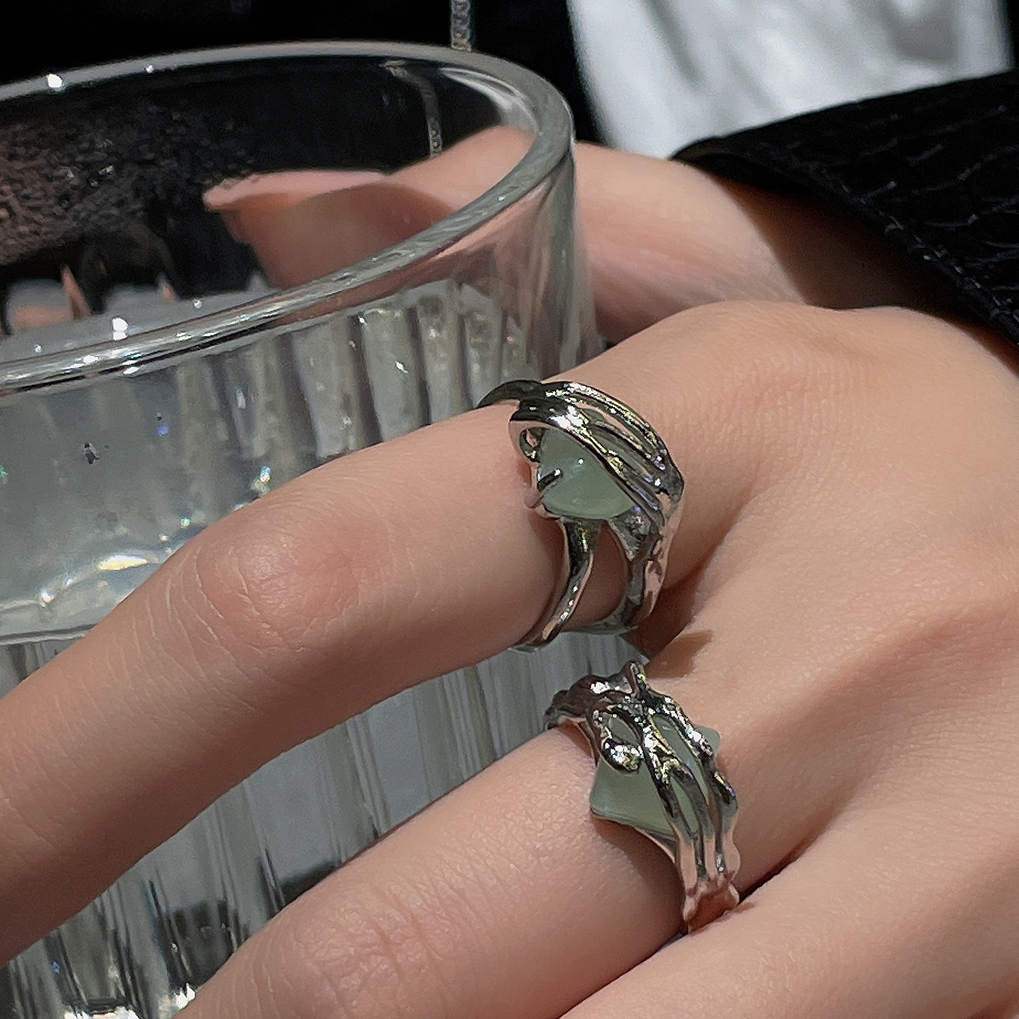 Love, precious stones, small number of designs, women's rings, tin foil, irregular, light, luxurious, high-class French rings
