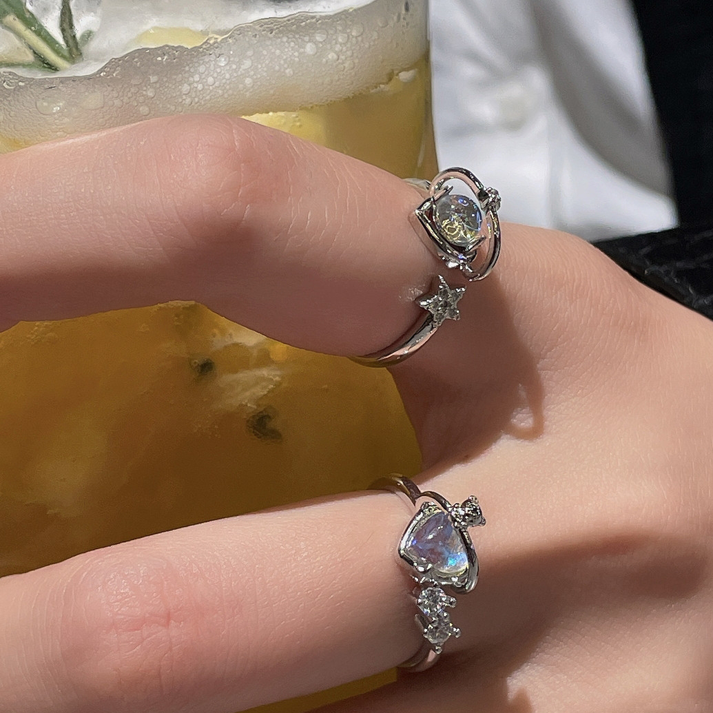 Love, precious stones, small number of designs, women's rings, tin foil, irregular, light, luxurious, high-class French rings