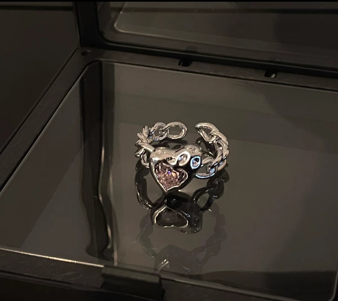 Love, precious stones, small number of designs, women's rings, tin foil, irregular, light, luxurious, high-class French rings