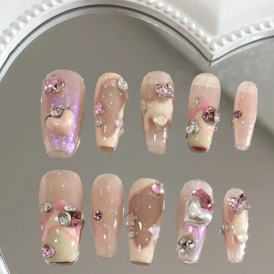 Popular girl sweet angel wing style wearing nail patch pure manual manicure removable style