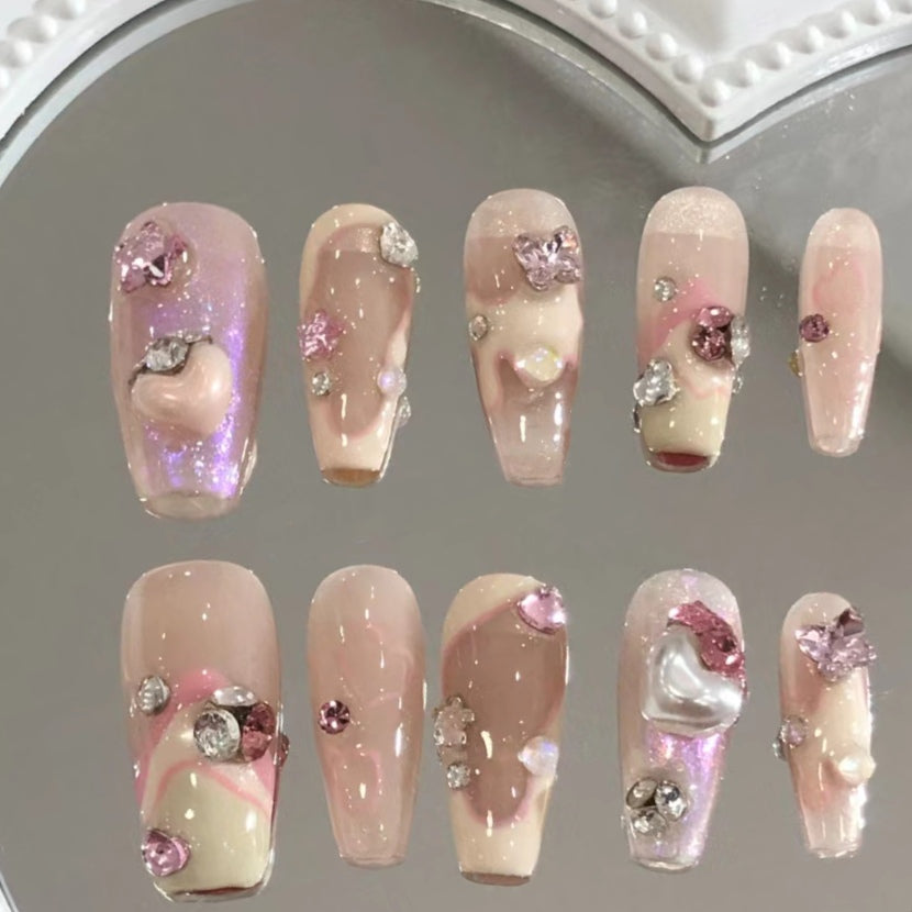 Popular girl sweet angel wing style wearing nail patch pure manual manicure removable style