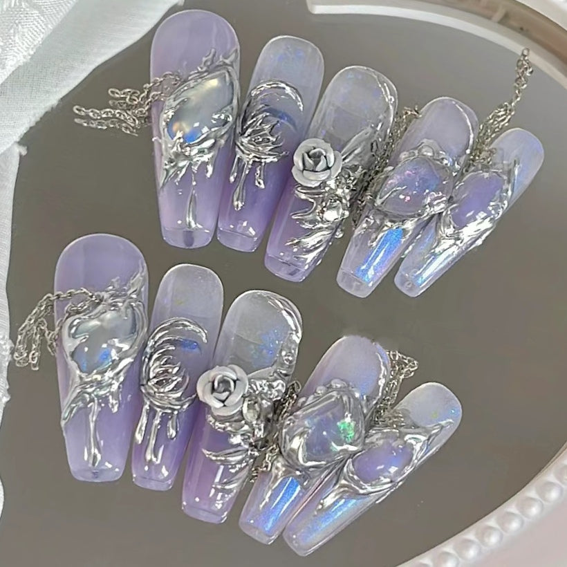 Diablo Dissolved Amethyst Spicy Butterfly Small Detachable Nail Enhancement
