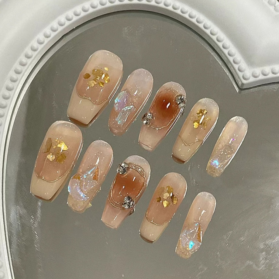 New style wearing nail, high feeling, manual customization, durable and repeated use of nail enhancement, small red book, net red bride fake nail paste