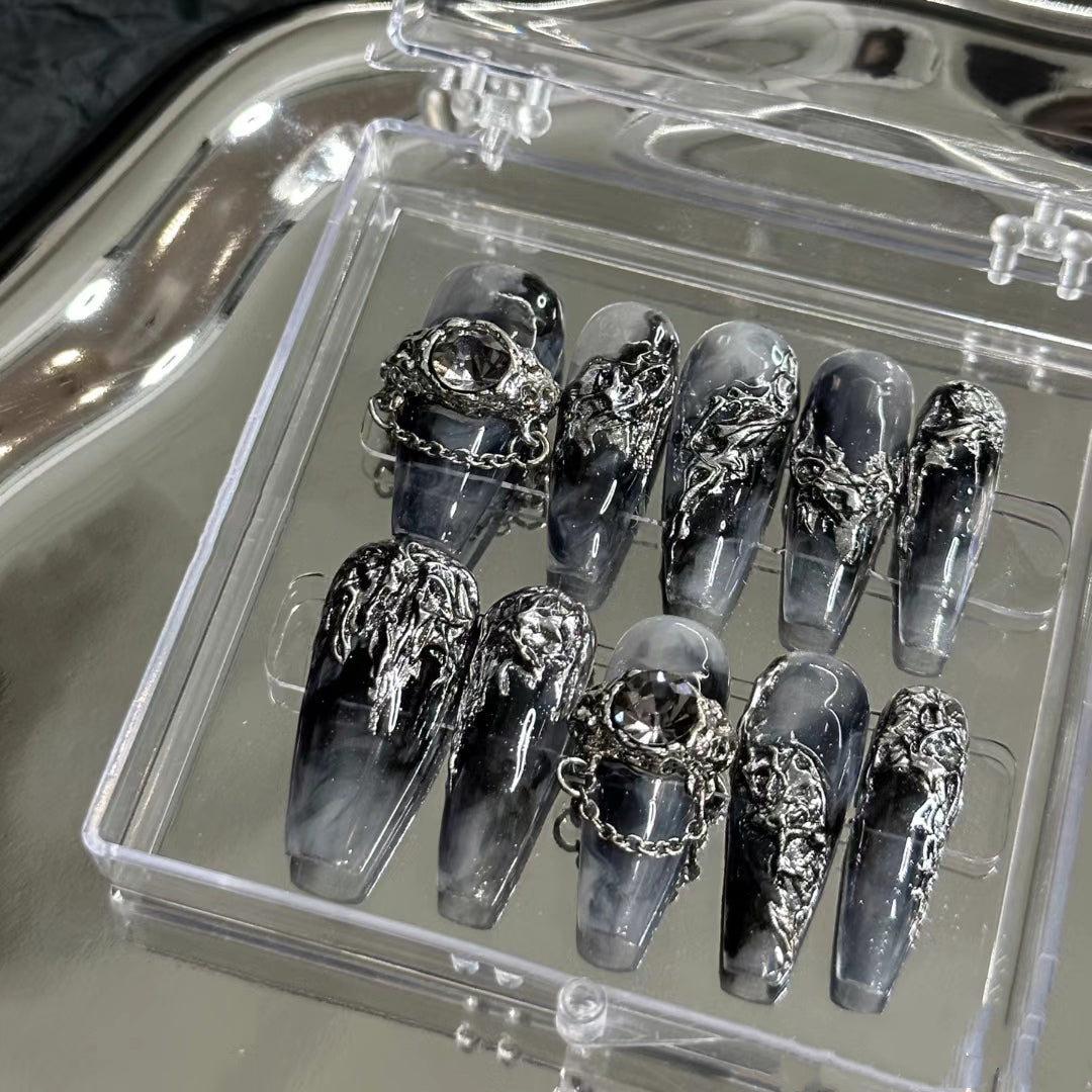 Nail wear and nail wear manual nail wear and nail enhancement stickers lost immortality wind dark black butterfly dirty black wear and nail wear