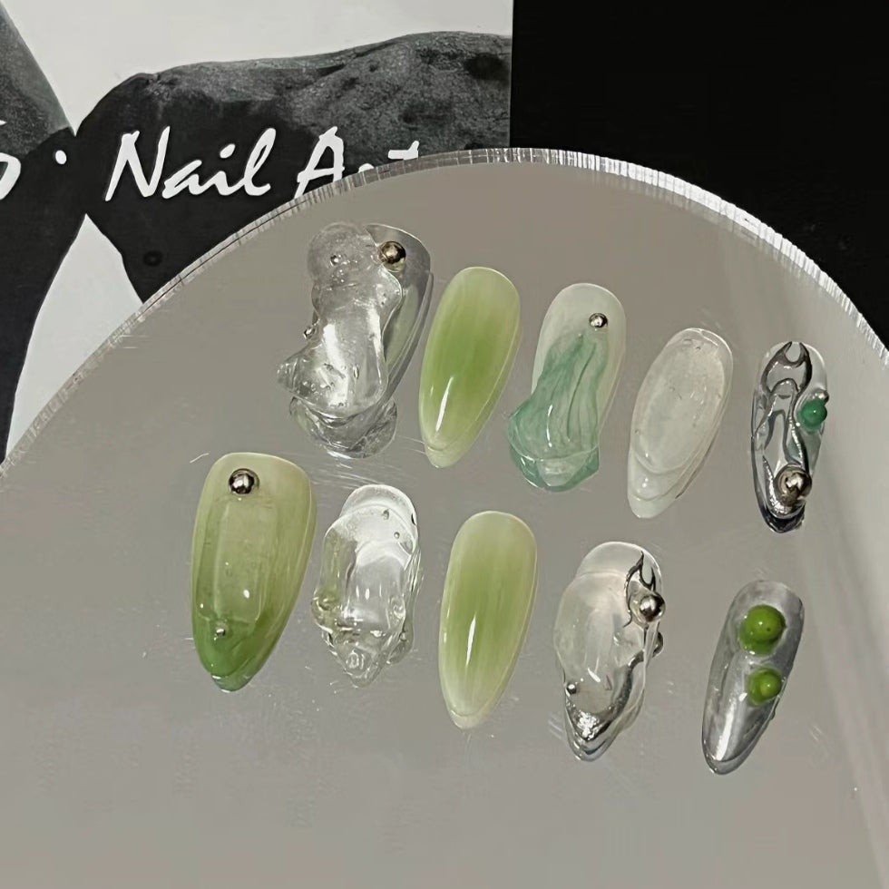 Fake nail product patch small book red The same type of summer turquoise green manicure wear nail forming sheet Phototherapy false nail