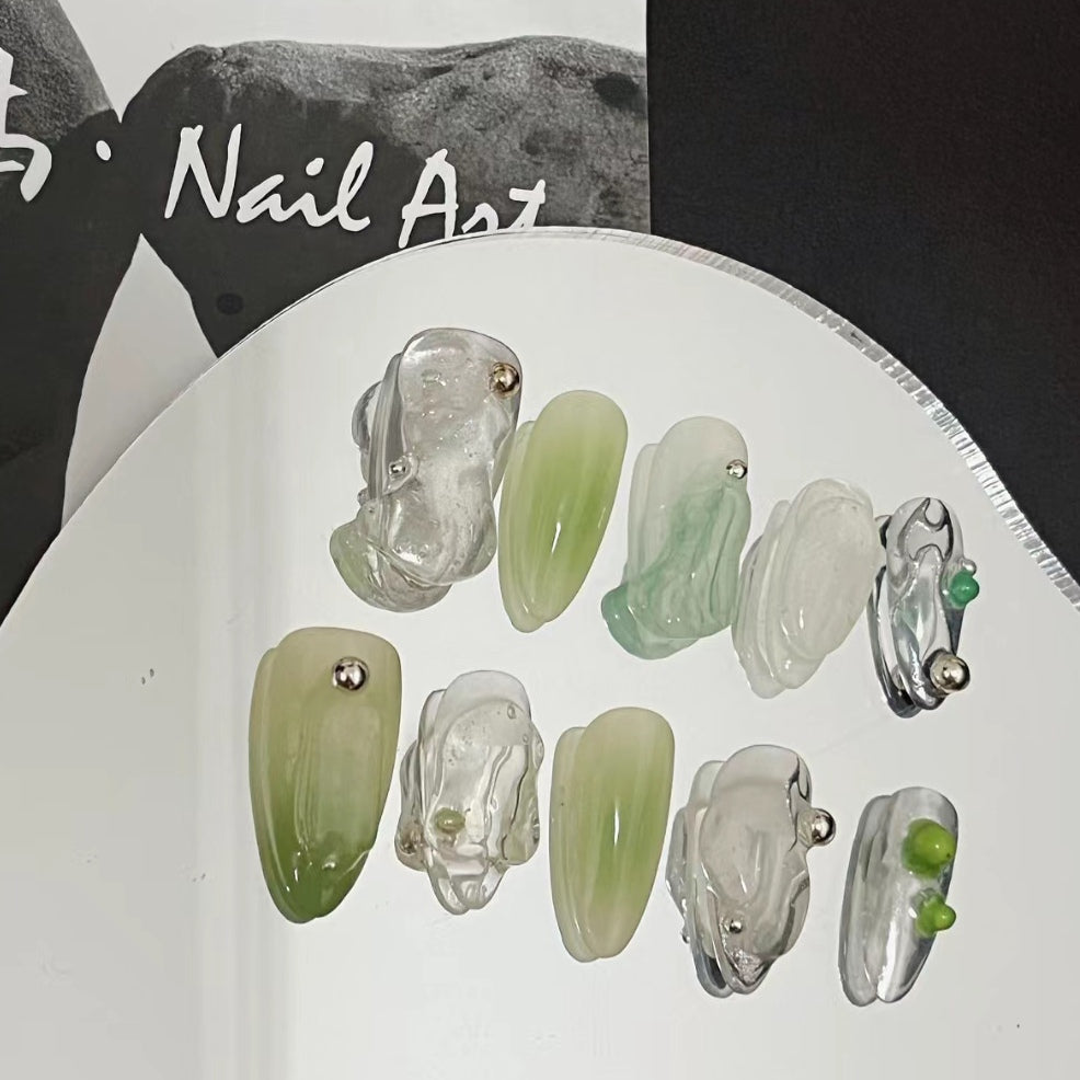 Fake nail product patch small book red The same type of summer turquoise green manicure wear nail forming sheet Phototherapy false nail