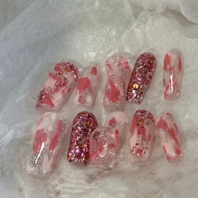 Sparkling ruby high cold quality nail enhancement gradual change nail patch manual removable wear nail enhancement wear nail