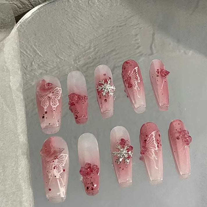 Nail enhancement stickers hollowed-out elegant butterfly stickers three-dimensional illusion laser butterfly small fresh gold and silver aurora nail stickers