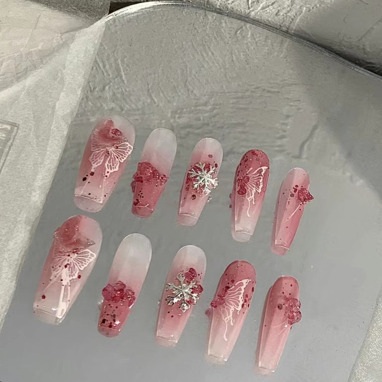 Nail enhancement stickers hollowed-out elegant butterfly stickers three-dimensional illusion laser butterfly small fresh gold and silver aurora nail stickers