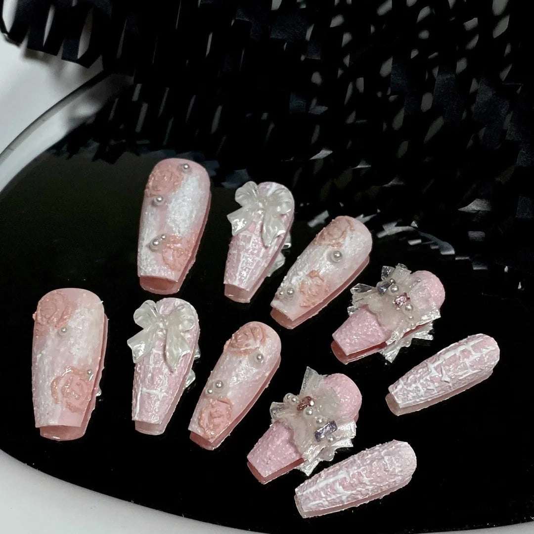 Pure manual pile drill ice through love butterfly beautiful girl soldier removable manicure