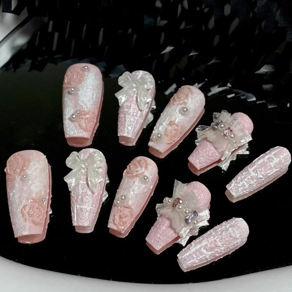 Pure manual pile drill ice through love butterfly beautiful girl soldier removable manicure