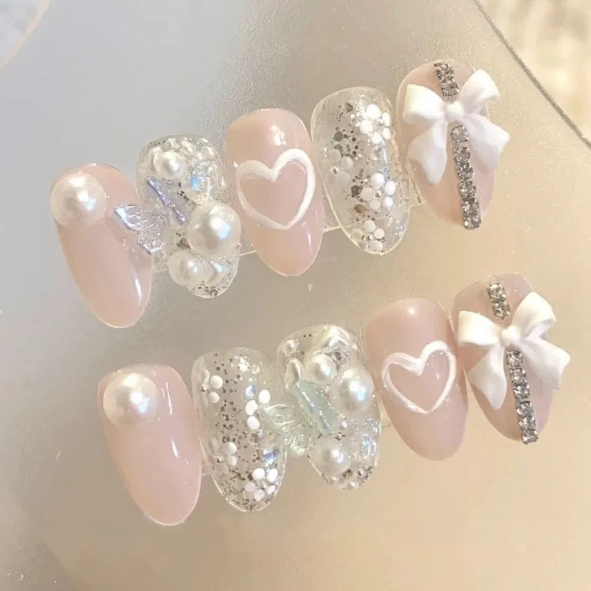 Pink love bow lovely gentle wind pearl light therapy custom wear beautiful