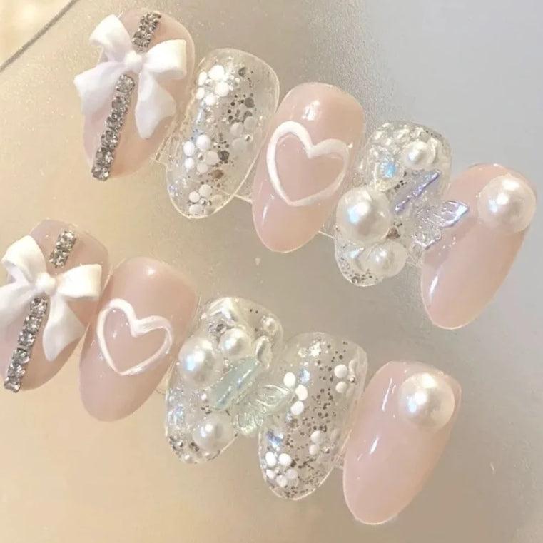 Pink love bow lovely gentle wind pearl light therapy custom wear beautiful