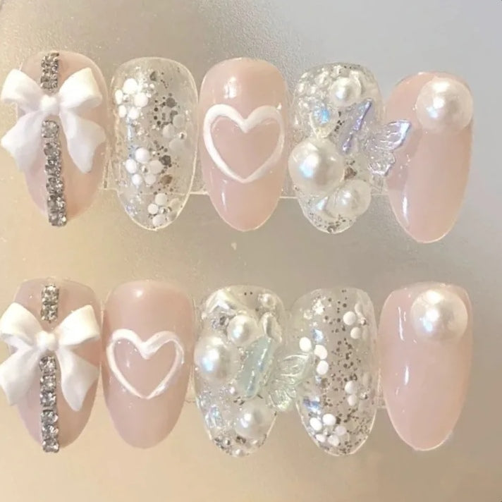 Pink love bow lovely gentle wind pearl light therapy custom wear beautiful