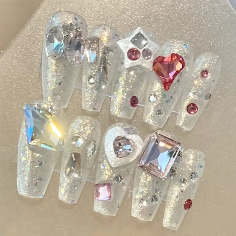 Nail enhancement manual wear nail patch finished product manual inlay Baroque pearl less