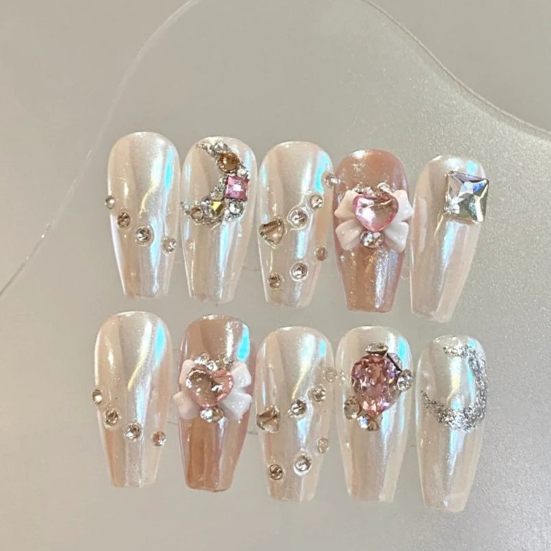 Pure manual nail enhancement, wearing nail, bride, pregnant woman, removable sequin, flash diamond, pure desire, fake nail patch, phototherapy lasting