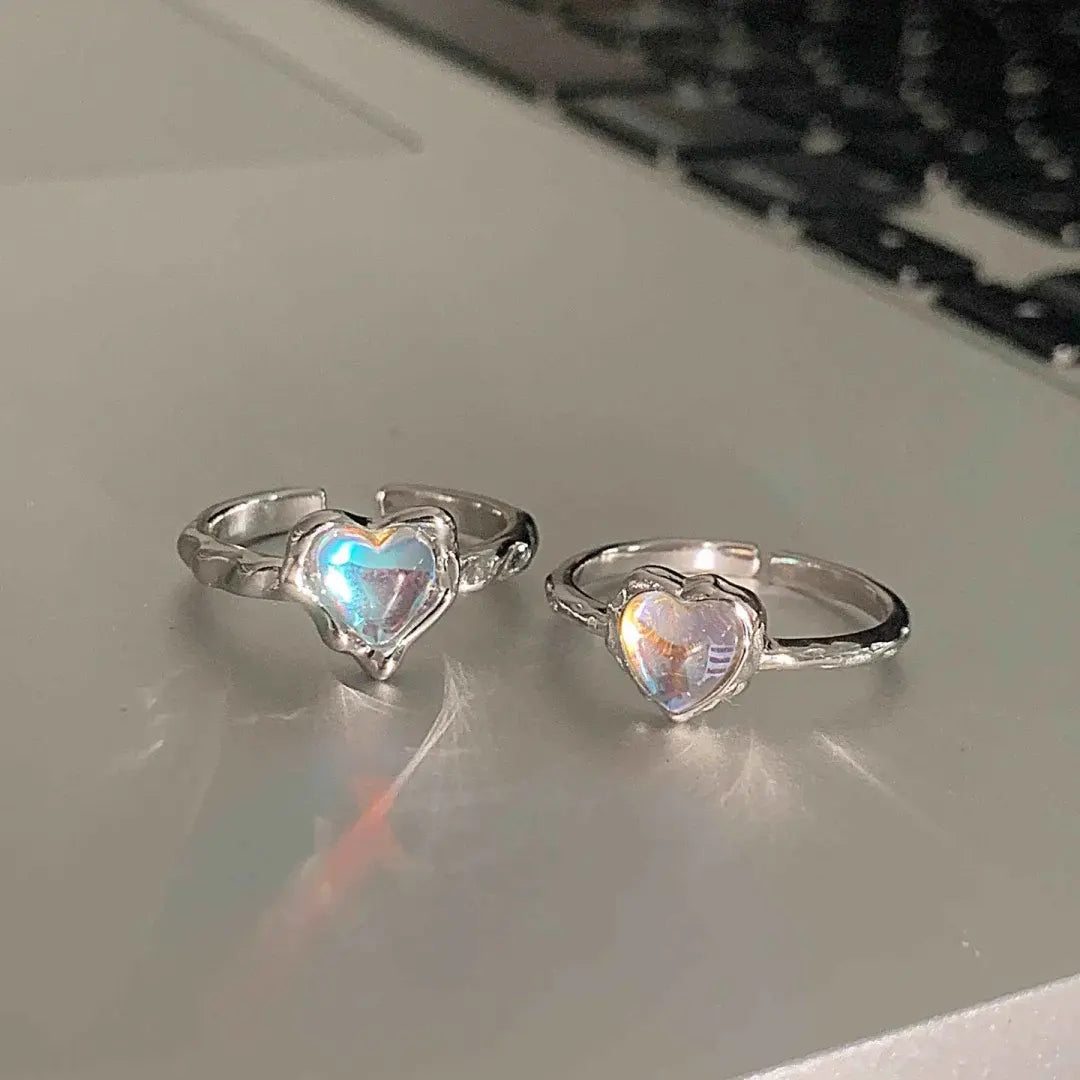 Winter minority design opening adjustable ring Japanese and Korean moonstone ring female