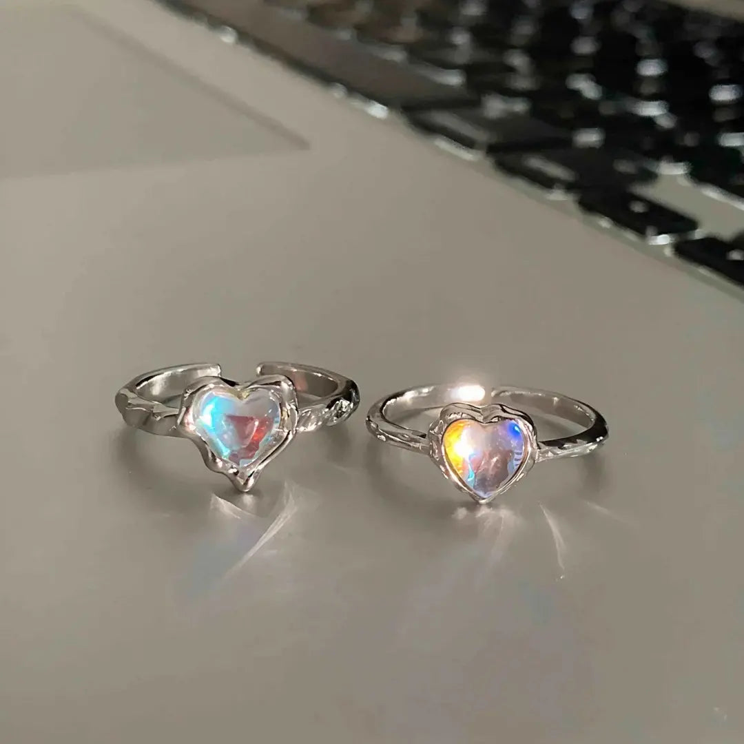Winter minority design opening adjustable ring Japanese and Korean moonstone ring female
