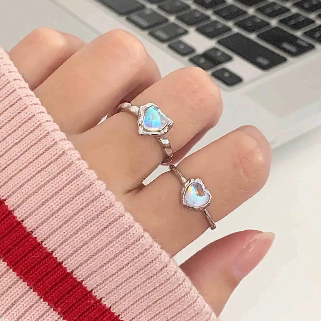 Winter minority design opening adjustable ring Japanese and Korean moonstone ring female