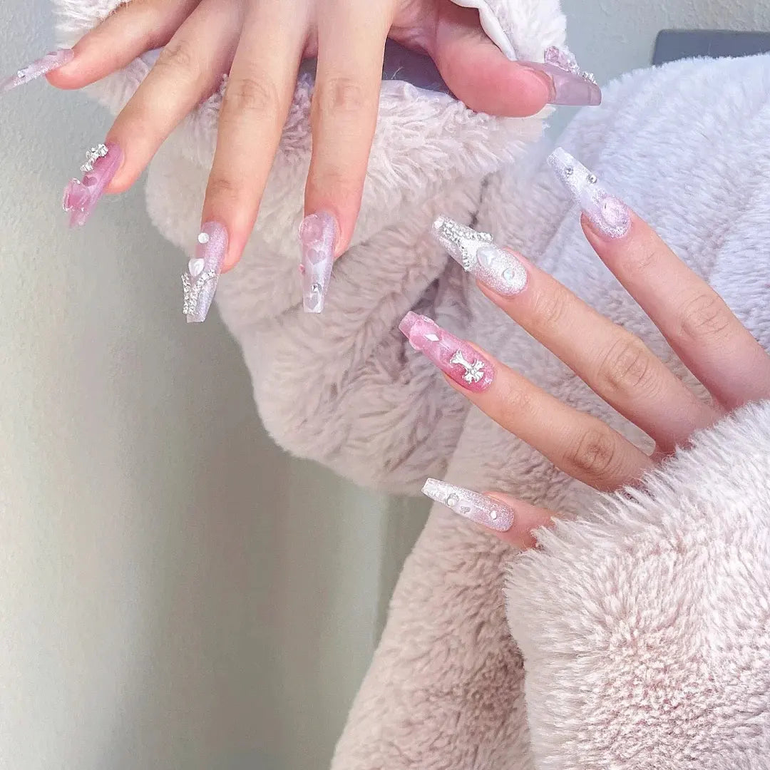 Nail accessories nail decoration small cherry blossom frame zircon plum blossom powder platinum love pearl frame