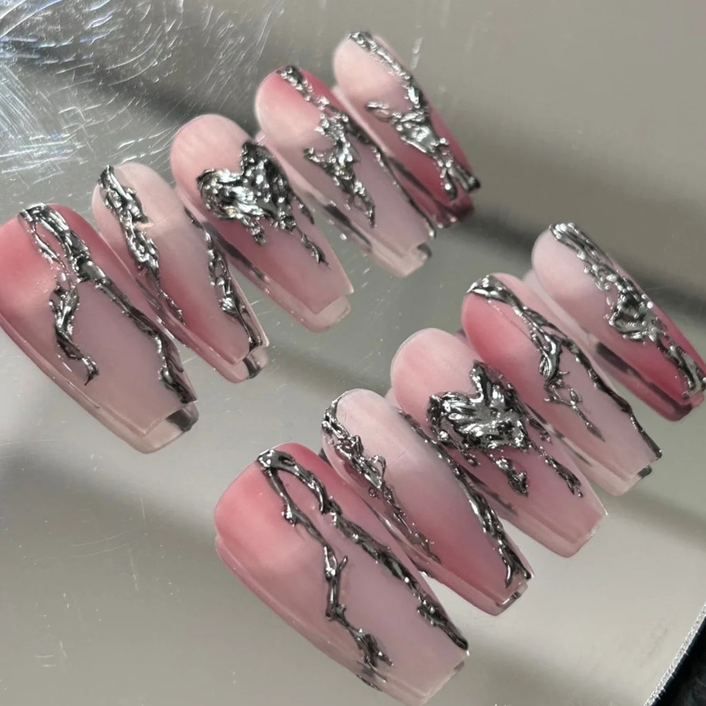 Millennium Spicy Girls Liquid Metal Love Nail Accessories Super Cool Silver Love