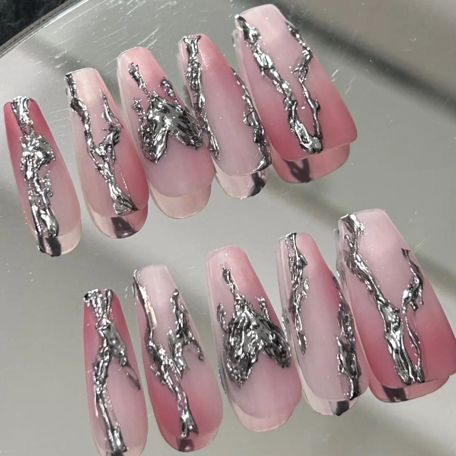 Millennium Spicy Girls Liquid Metal Love Nail Accessories Super Cool Silver Love