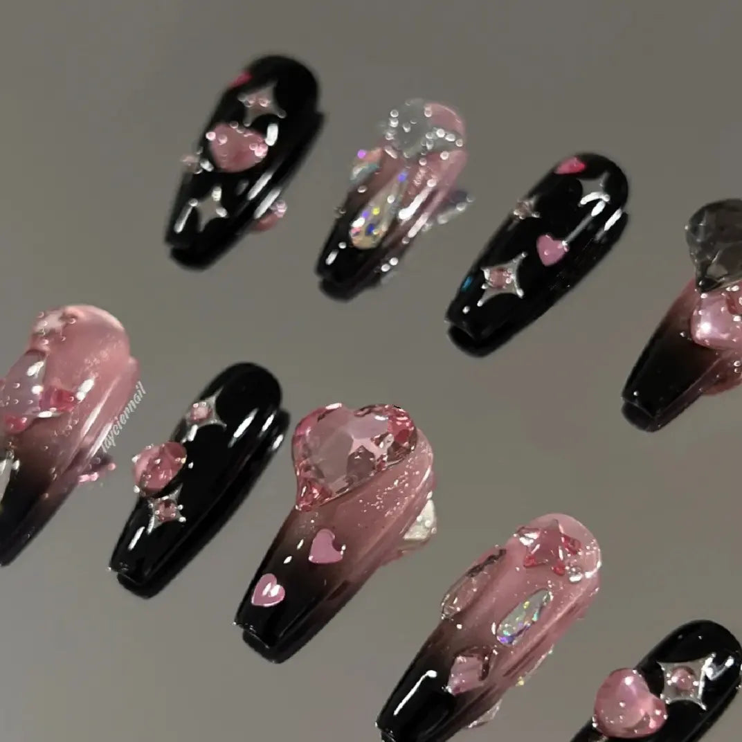Wearing Nail Pure Manual Customizable Wearable Finished Nail Enhancement Removable y2k Sweet Girl Spicy Girl Style