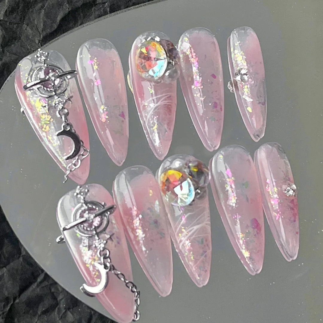 Three new types of net-red whitening manicure false nails for pregnant women to wear nail tassel nail patch removable and removable