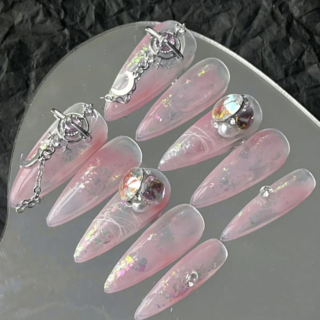 Three new types of net-red whitening manicure false nails for pregnant women to wear nail tassel nail patch removable and removable