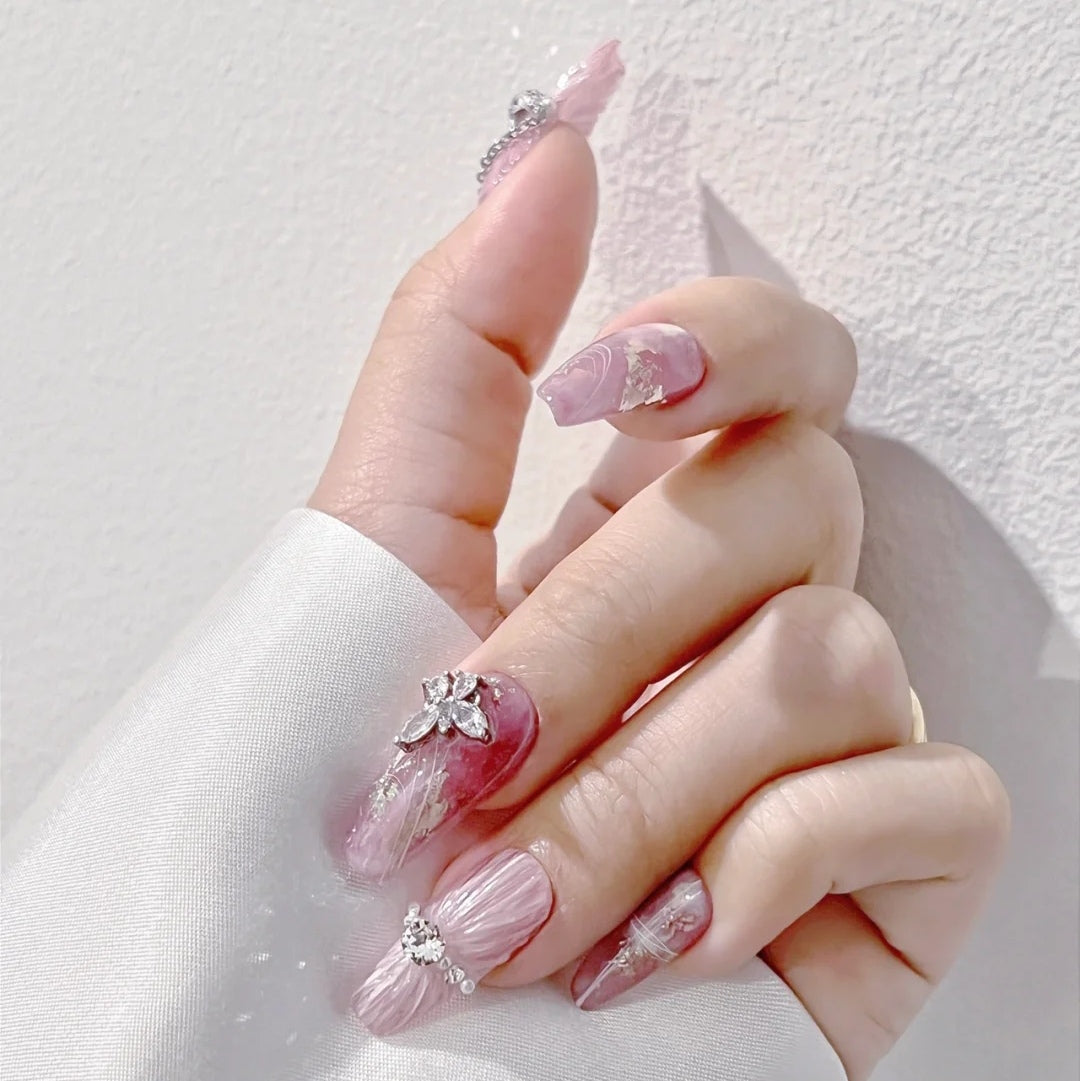 Pink Amethyst Diamond Shell Stone Bride Wears Armor Opal Net Red k9 Diamond Ball Nail Enhancement