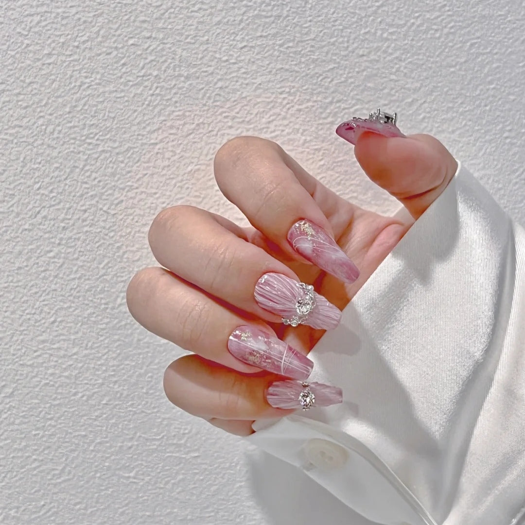 Pink Amethyst Diamond Shell Stone Bride Wears Armor Opal Net Red k9 Diamond Ball Nail Enhancement