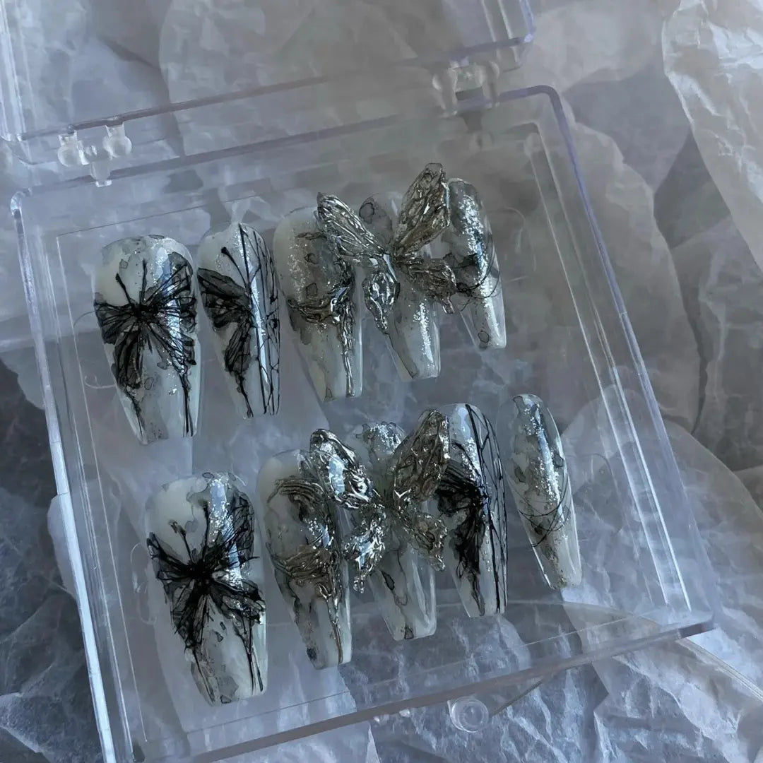 Nail enhancement liquid butterfly, zirconia inlaid diamond, three-dimensional splicing of wings, metal nails