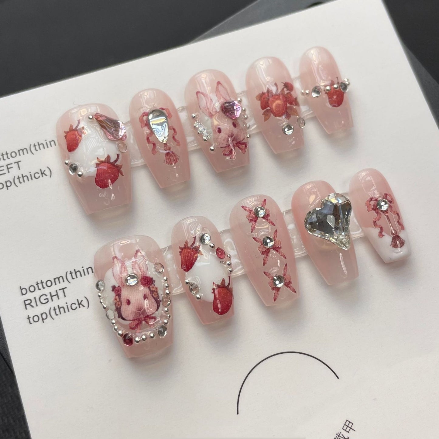 Manual high setting nail wearing Alice Wonderland removable wearable manicure finished false nail patch