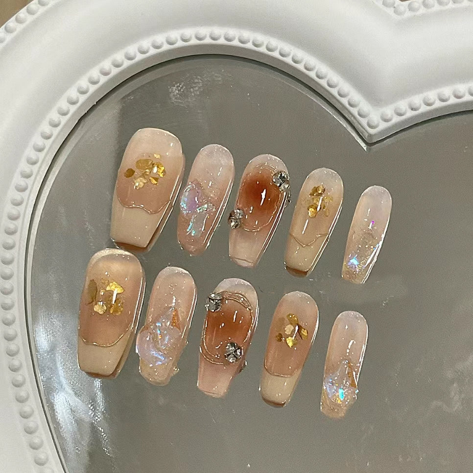 New style wearing nail, high feeling, manual customization, durable and repeated use of nail enhancement, small red book, net red bride fake nail paste