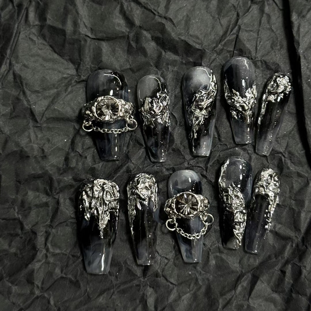 Nail wear and nail wear manual nail wear and nail enhancement stickers lost immortality wind dark black butterfly dirty black wear and nail wear