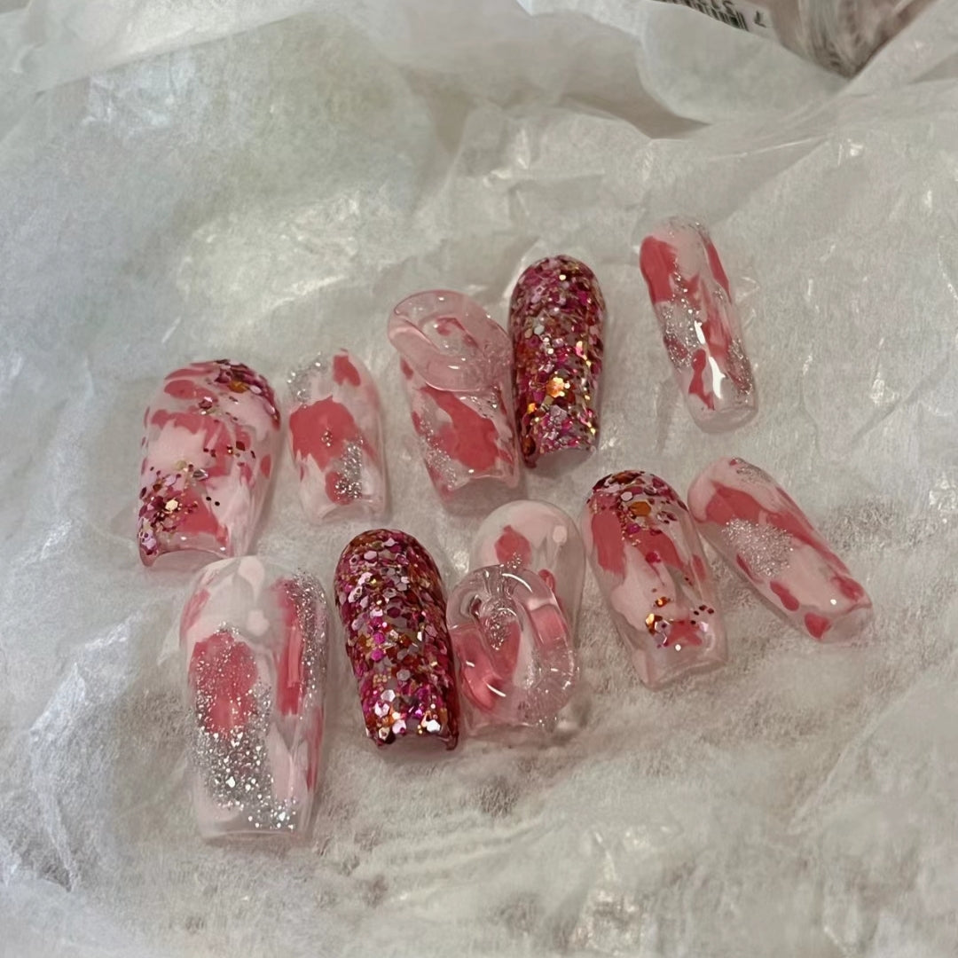 Sparkling ruby high cold quality nail enhancement gradual change nail patch manual removable wear nail enhancement wear nail