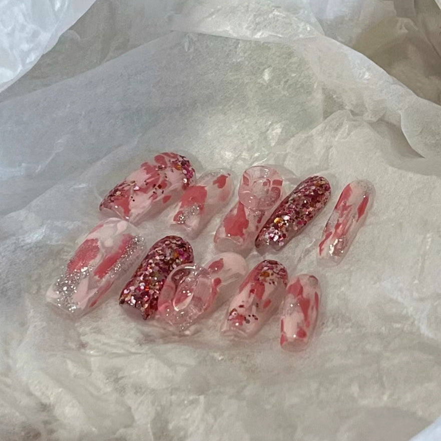 Sparkling ruby high cold quality nail enhancement gradual change nail patch manual removable wear nail enhancement wear nail