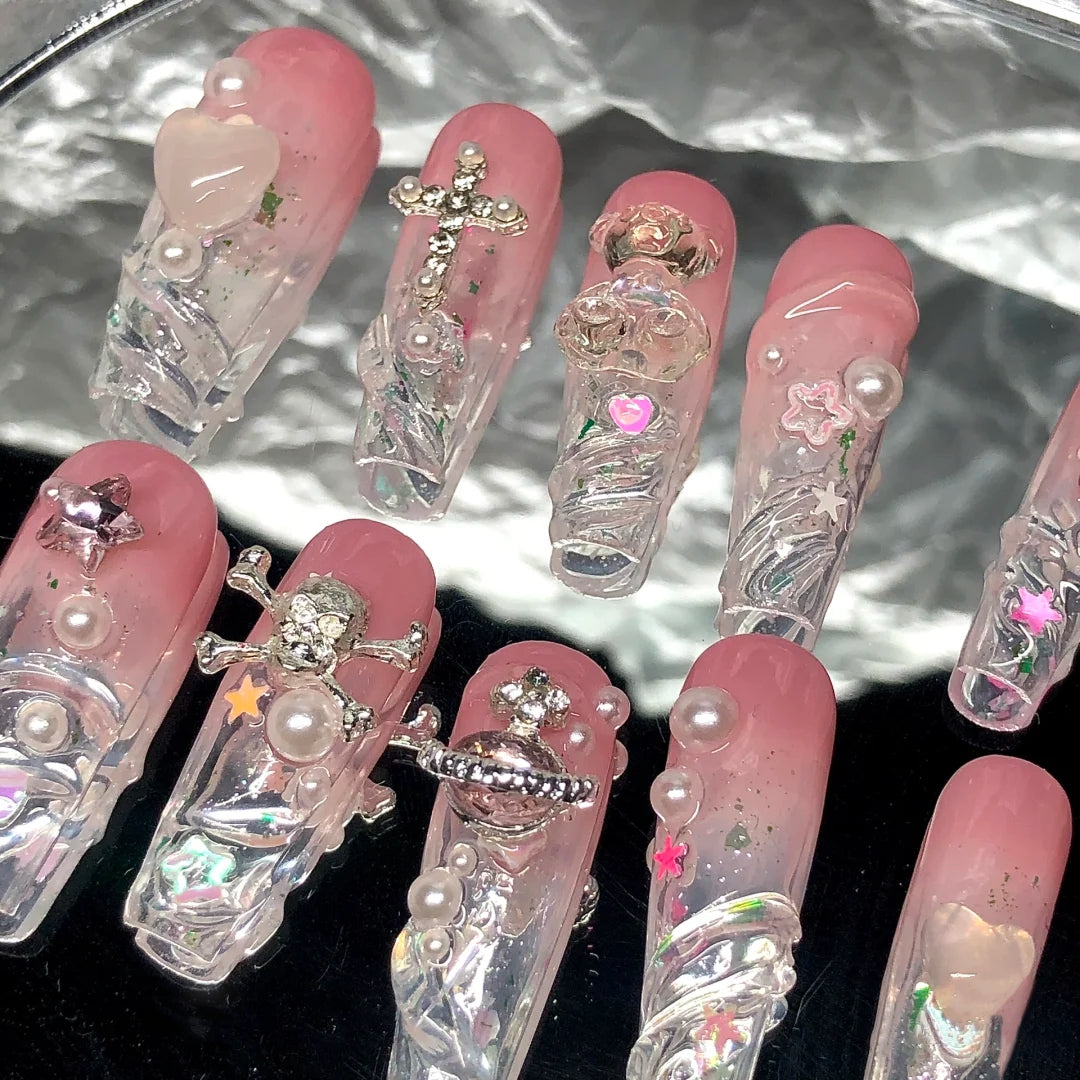 Wear nail enhancement patches, nail stickers, nail patches, student love kitty y2k nail enhancement