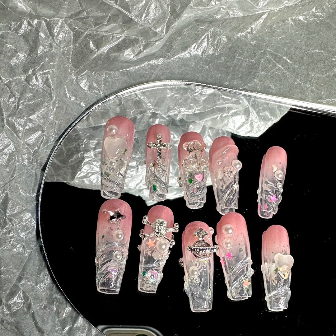 Wear nail enhancement patches, nail stickers, nail patches, student love kitty y2k nail enhancement