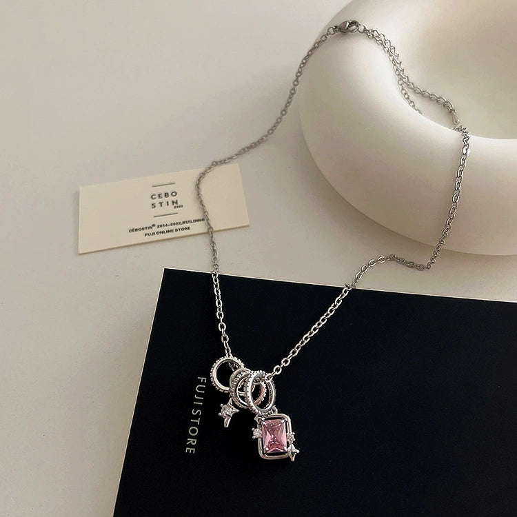 Star mango zirconia circle tassel pendant necklace female personality simple and versatile temperament necklace