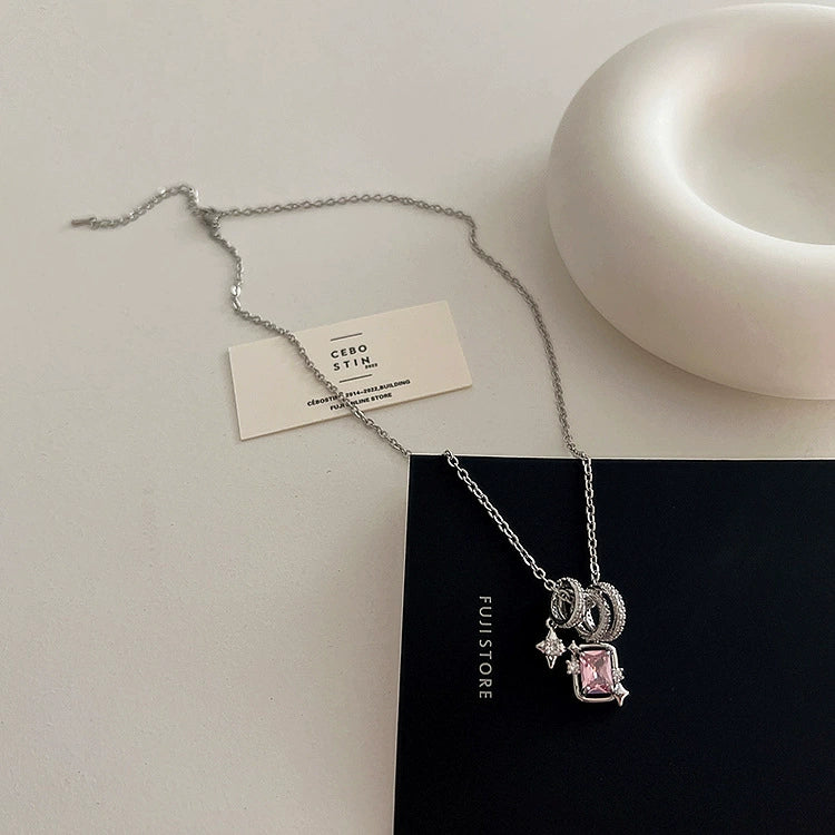 Star mango zirconia circle tassel pendant necklace female personality simple and versatile temperament necklace
