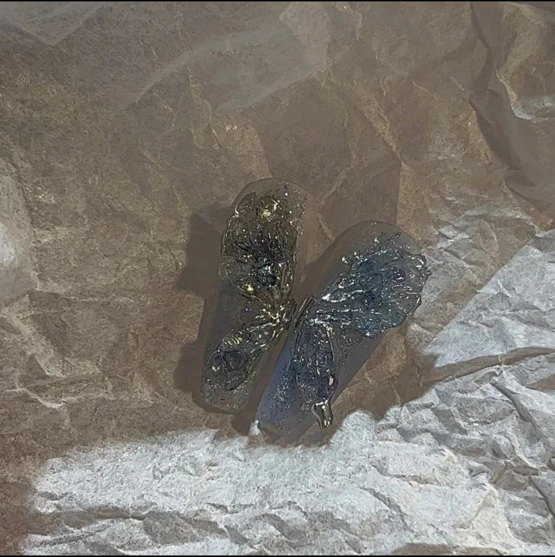 Blue dream butterfly false nails Handmade crystal diamond